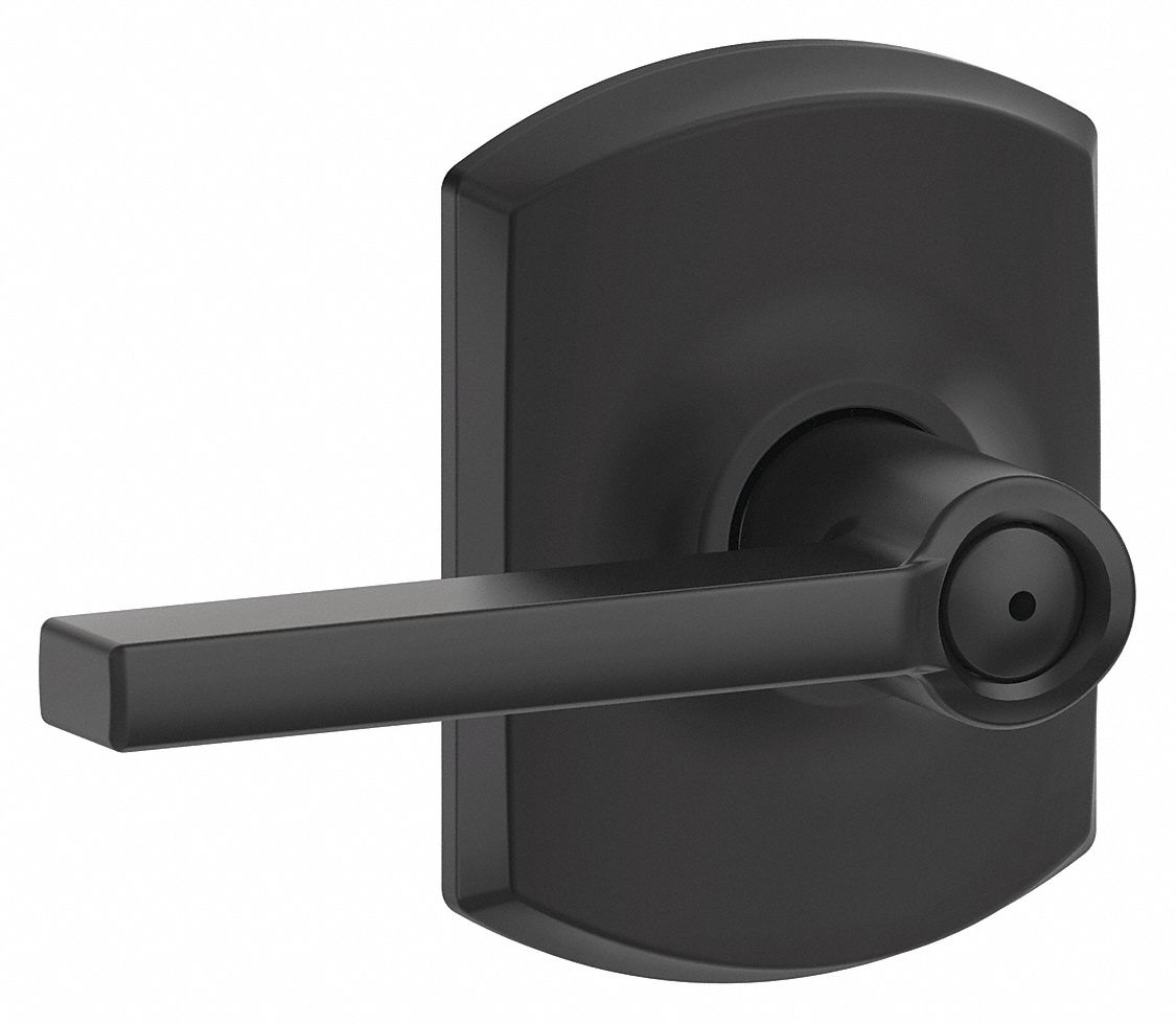 Door Lockset: Privacy Lever Locksets, Black, ADA Compliant
