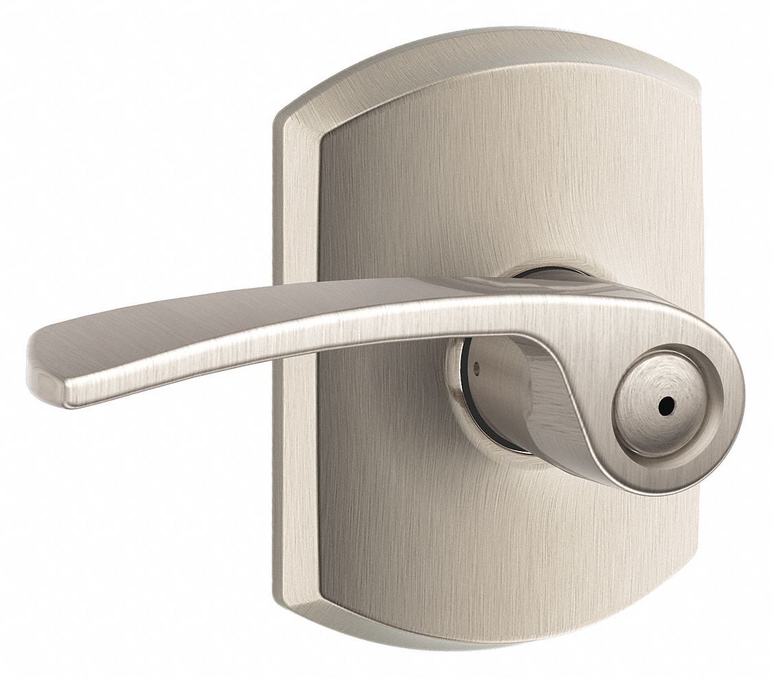 Door Lockset: Privacy Lever Locksets, Nickel, ADA Compliant