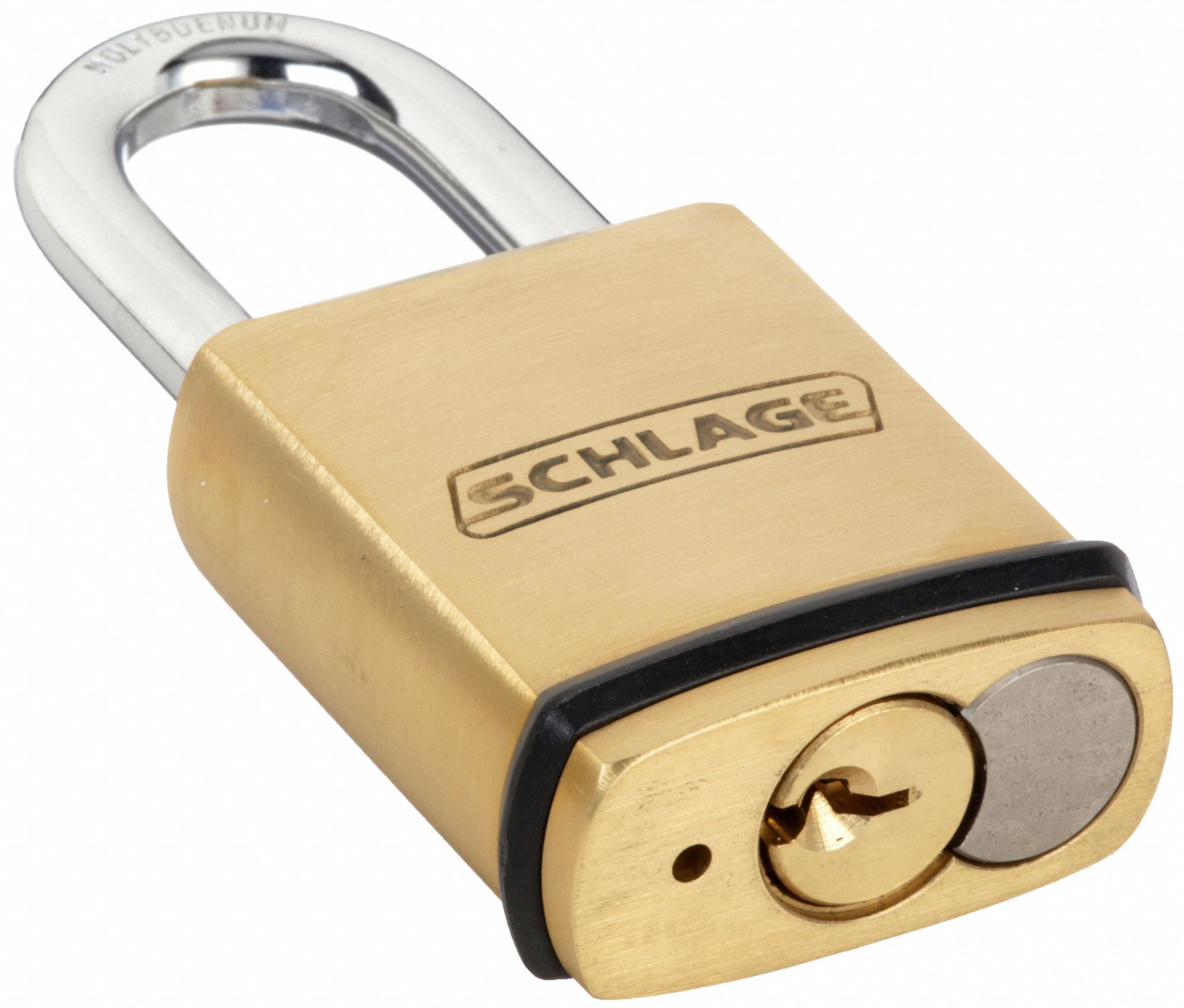 SCHLAGE Keyed Different, Padlock, Brass, Shackle Type Long Shackle