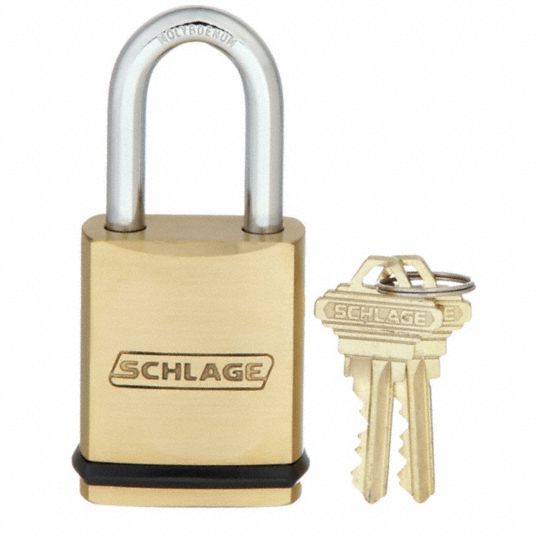 Solid Brass Padlock with Key, Pad Lock 1-1/2 in. Wide Lock Body