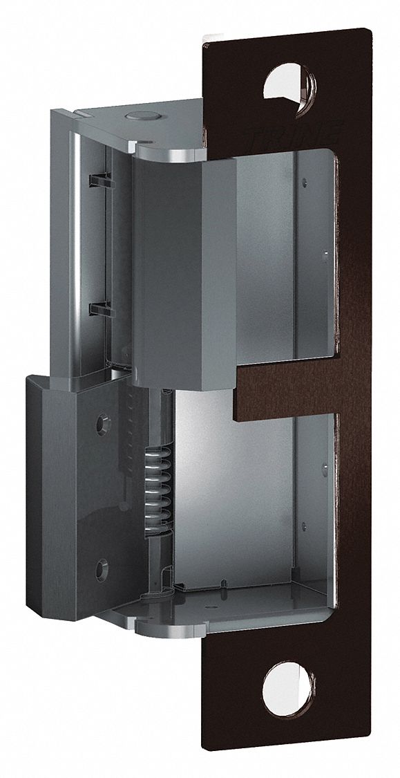 Electric Door Strike: 1 1/4 in Wd, 4 7/8 in Ht, Cylindrical/Mortise, Bronze