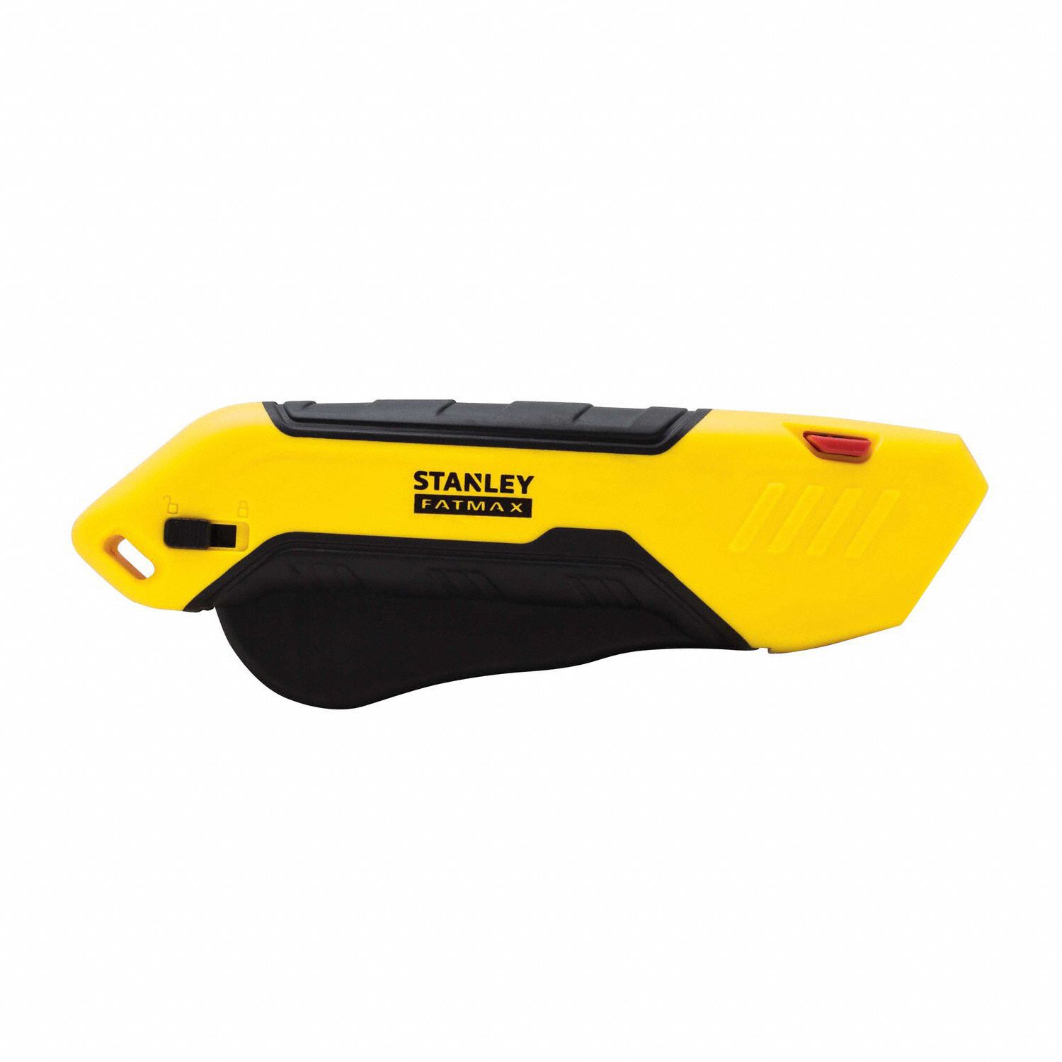 Safety Knife: 6 in Overall Lg, Plain, 1/2 in Overall Wd, Rubber, Black/Yellow, Quick-Change