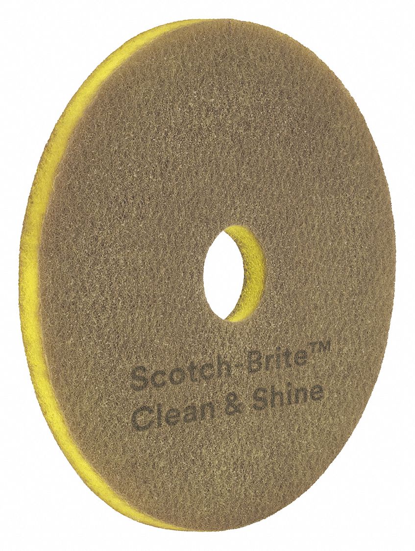 SCRUBBING PAD,YELLOW,12 IN,ROUND