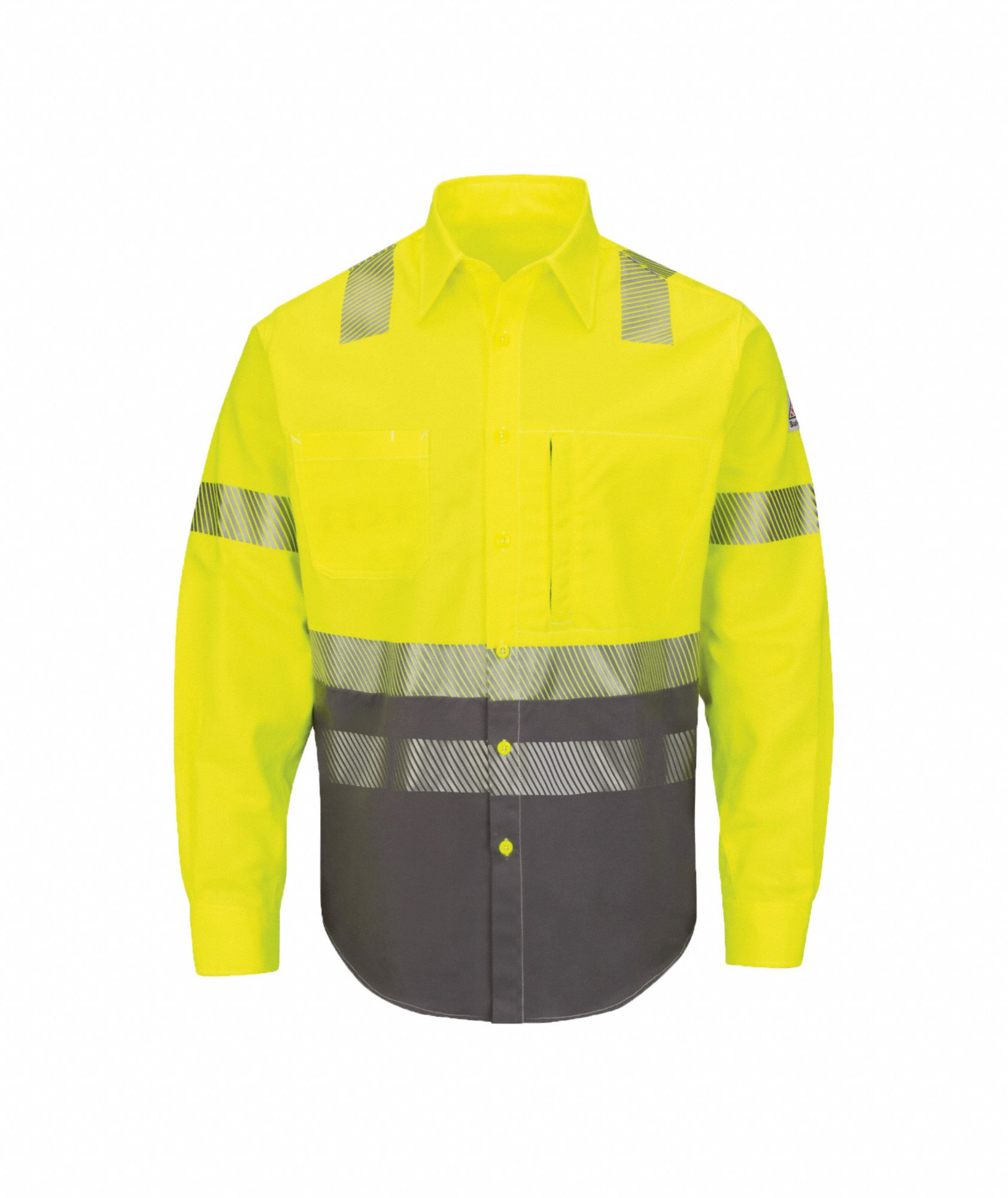 Flame-Resistant Collared Shirt: 8.6 cal/sq cm ATPV, Men's, Regular, 2XL, Long, Lime/Black