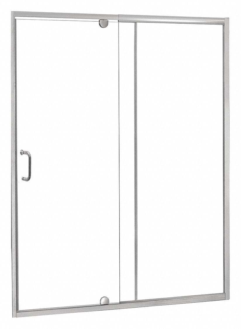 Shower Door and Panel: 36 in Min. Door Wd, 42 in Max. Door Wd, 69 in Overall Ht, Frameless