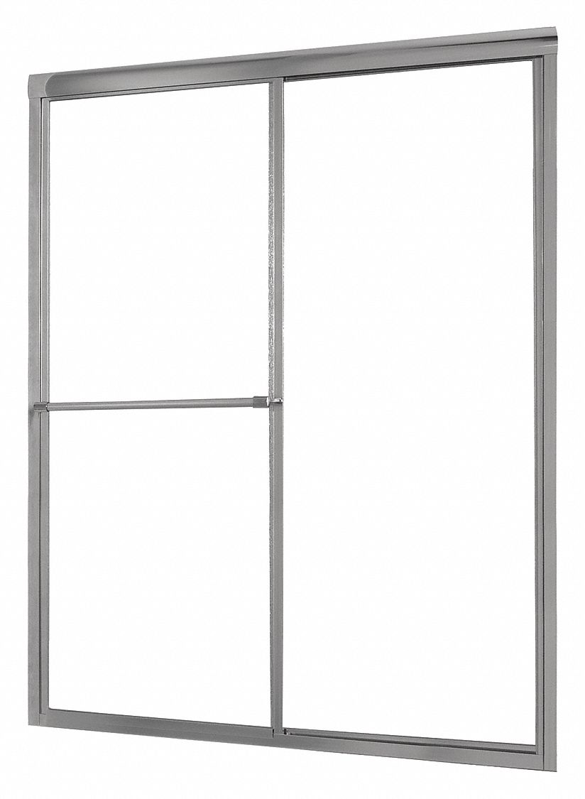 Shower Door: 40 in Min. Door Wd, 44 in Max. Door Wd, 70 in Overall Ht, Clear Tempered Glass