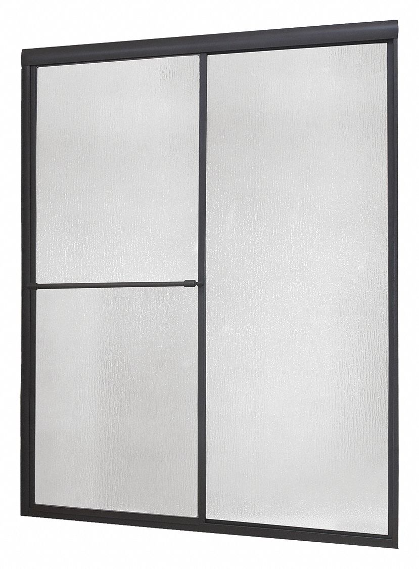 Shower Door: 44 in Min. Door Wd, 48 in Max. Door Wd, 70 in Overall Ht, Rain Tempered Glass
