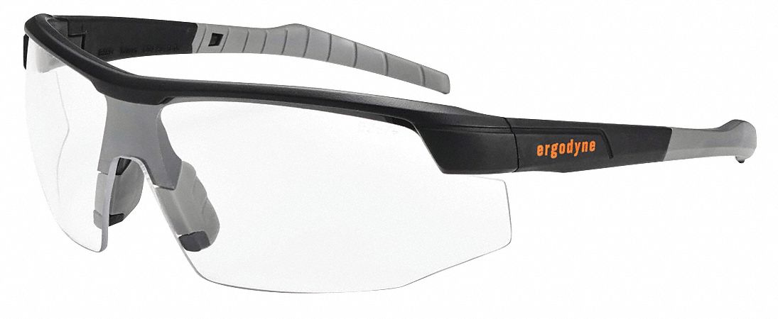 LUNETTES DE SÉCURITÉ, DEMI-MONTURE, TRADITIONNELLES, NYLON/PC, ANTIRAYURES, NOIR/TRNSP, CSA