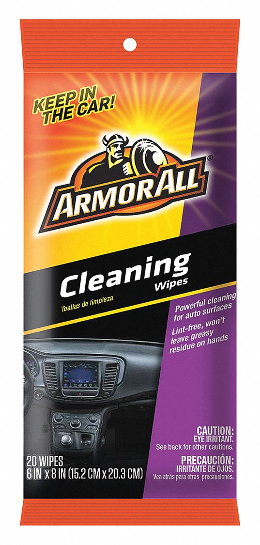 Automotive Cleaner: Pack, White, Clear, Wipe On, 20 Wipes Container Size