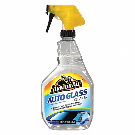 Auto Glass Cleaner: Spray Bottle, Clear, Clear, Liquid, 22 oz Container Size