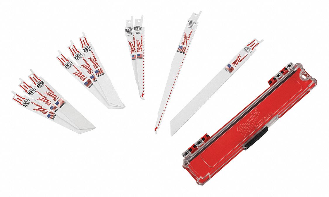 Reciprocating Saw Blade Set: 10 Pieces, Reciprocating Saw Blade Set, 6 in_9 in Blade Lg