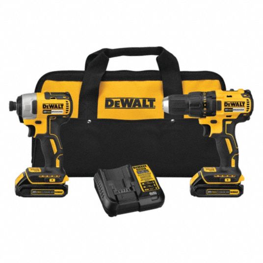 DEWALT Cordless Combination Kit 20 V Volt 2 Tools 1 2 in Drill Compact 1 600 RPM Kit Bag