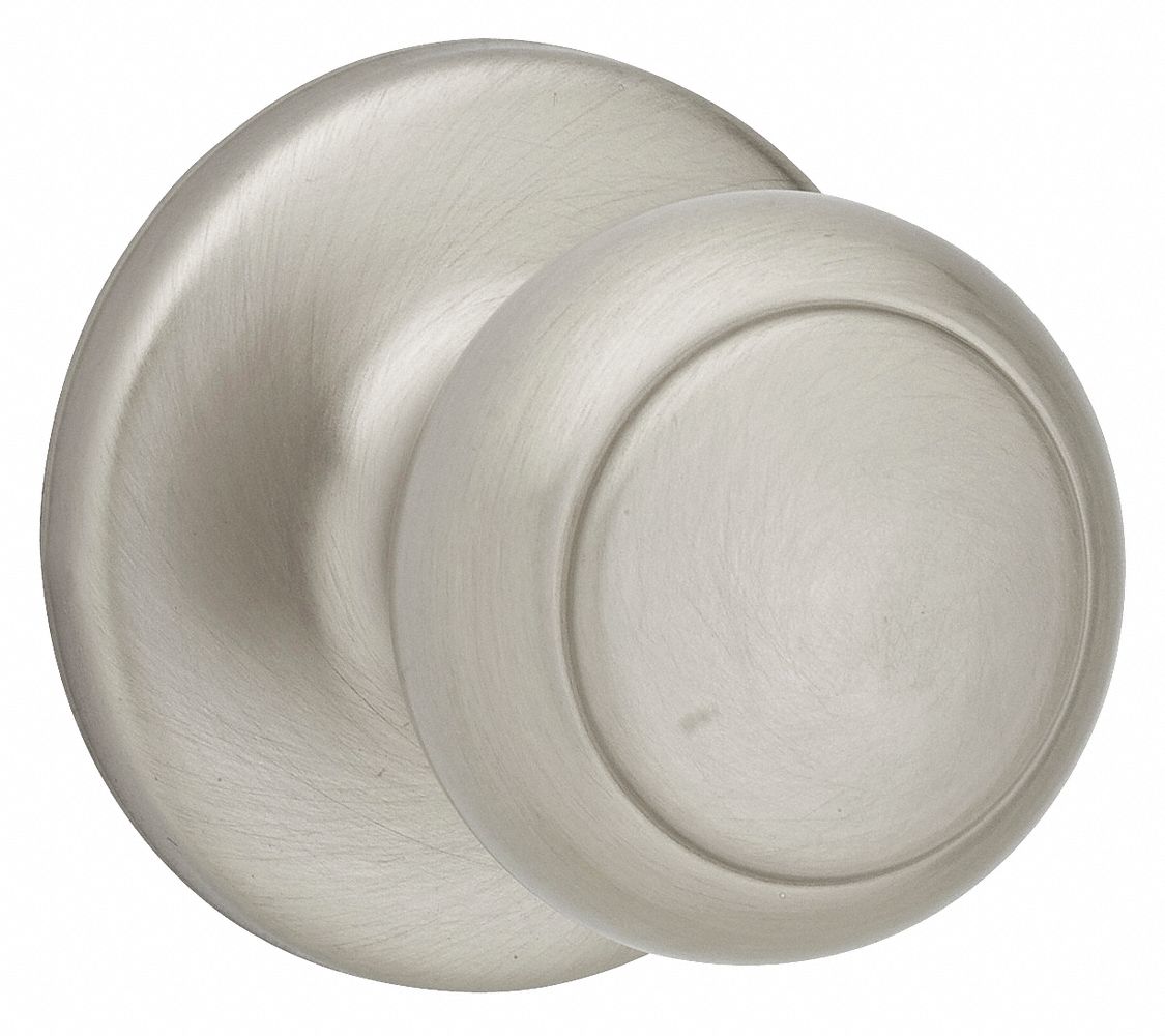 Knob Lockset: 3, Cove, Satin Nickel, Not Keyed, ANSI/BHMA