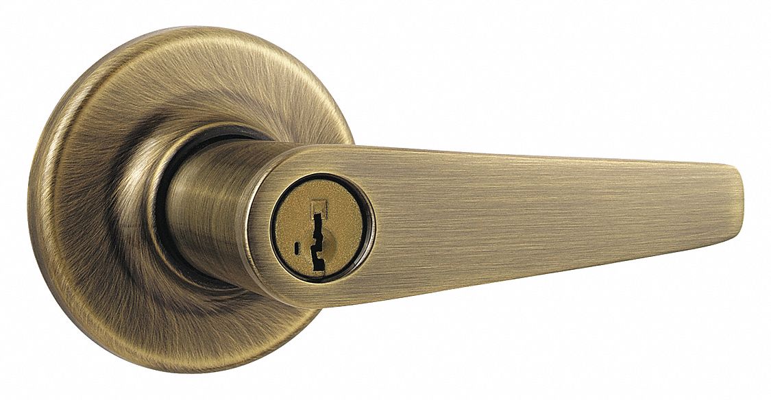 KWIKSET Door Lever Lockset, Mechanical, Medium Duty, Different, Antique