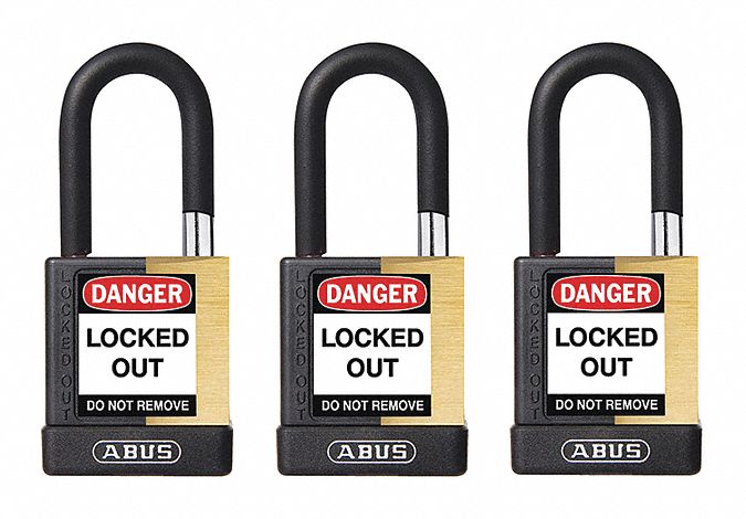 Keyed Padlock, 3/4"W x1-1/2"H Shackle, PK3