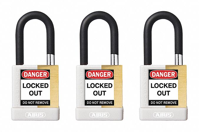 Keyed Padlock, 3/4"W x1-1/2"H Shackle, PK3