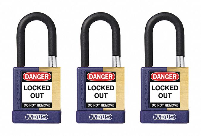 Keyed Padlock, 3/4"W x1-1/2"H Shackle, PK3