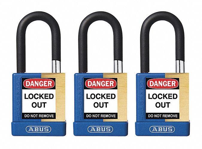 Keyed Padlock, 3/4"W x1-1/2"H Shackle, PK3