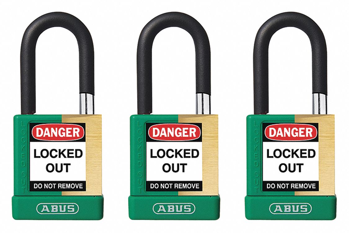 Keyed Padlock, 3/4"W x1-1/2"H Shackle, PK3