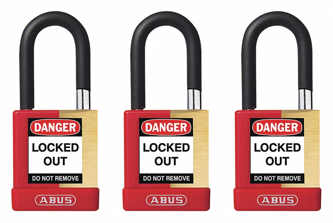 Keyed Padlock, 3/4"W x1-1/2"H Shackle, PK3