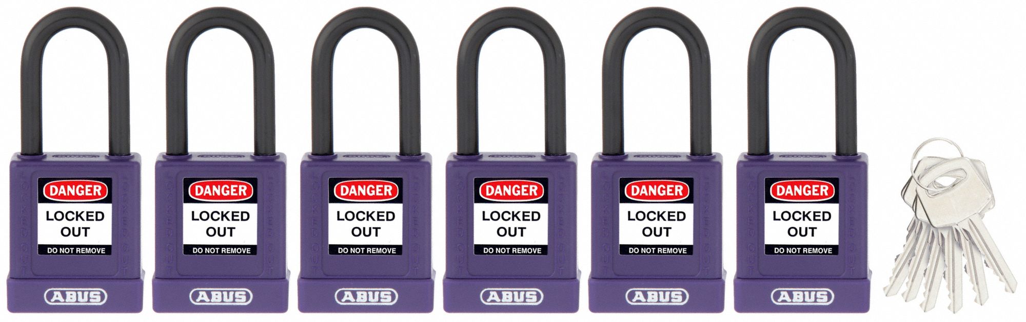 Keyed Padlock, 3/4"W x1-1/2"H Shackle, PK6