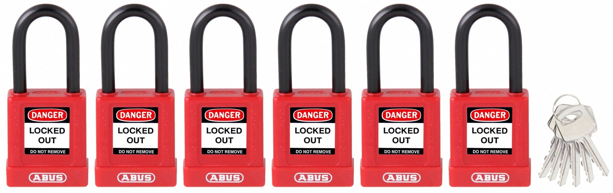 Keyed Padlock, 3/4"W x1-1/2"H Shackle, PK6