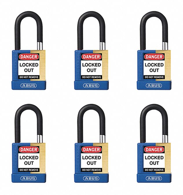 Keyed Padlock, 3/4"W x1-1/2"H Shackle, PK6