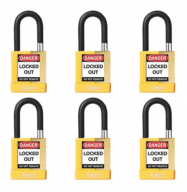 Keyed Padlock, 3/4"W x1-1/2"H Shackle, PK6