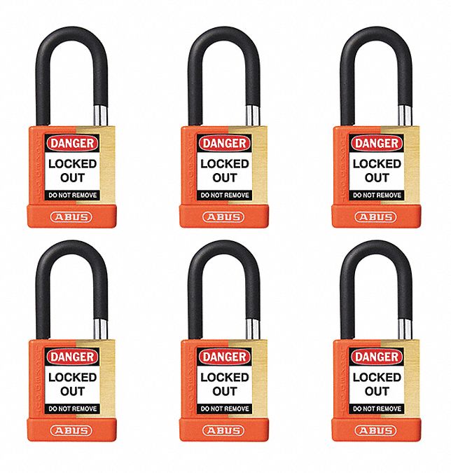 Keyed Padlock, 3/4"W x1-1/2"H Shackle, PK6