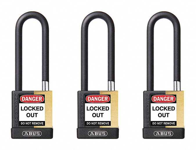 Keyed Padlock, 3/4" W x 3" H Shackle, PK3