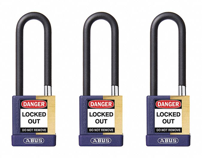 Keyed Padlock, 3/4" W x 3" H Shackle, PK3