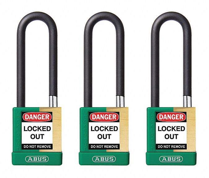 Keyed Padlock, 3/4" W x 3" H Shackle, PK3