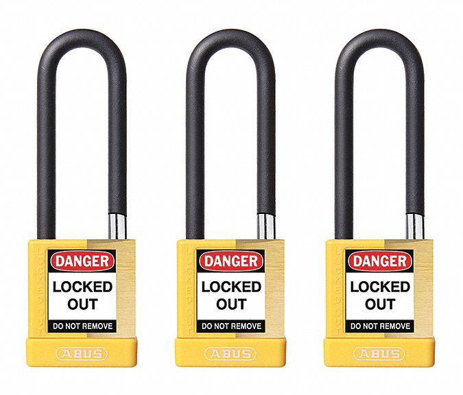 Keyed Padlock, 3/4" W x 3" H Shackle, PK3