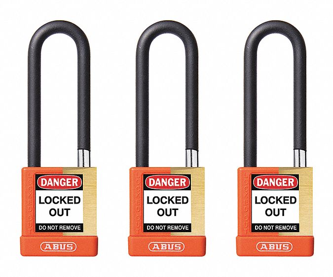 Keyed Padlock, 3/4" W x 3" H Shackle, PK3