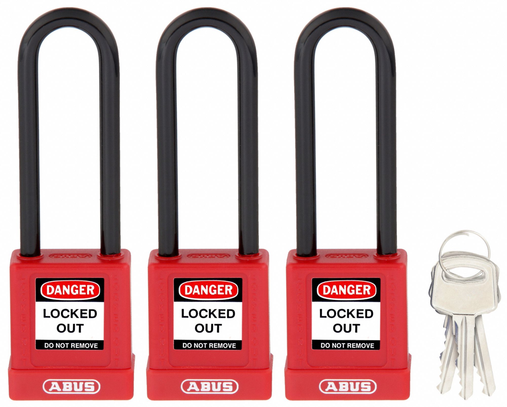 Keyed Padlock, 3/4" W x 3" H Shackle, PK3