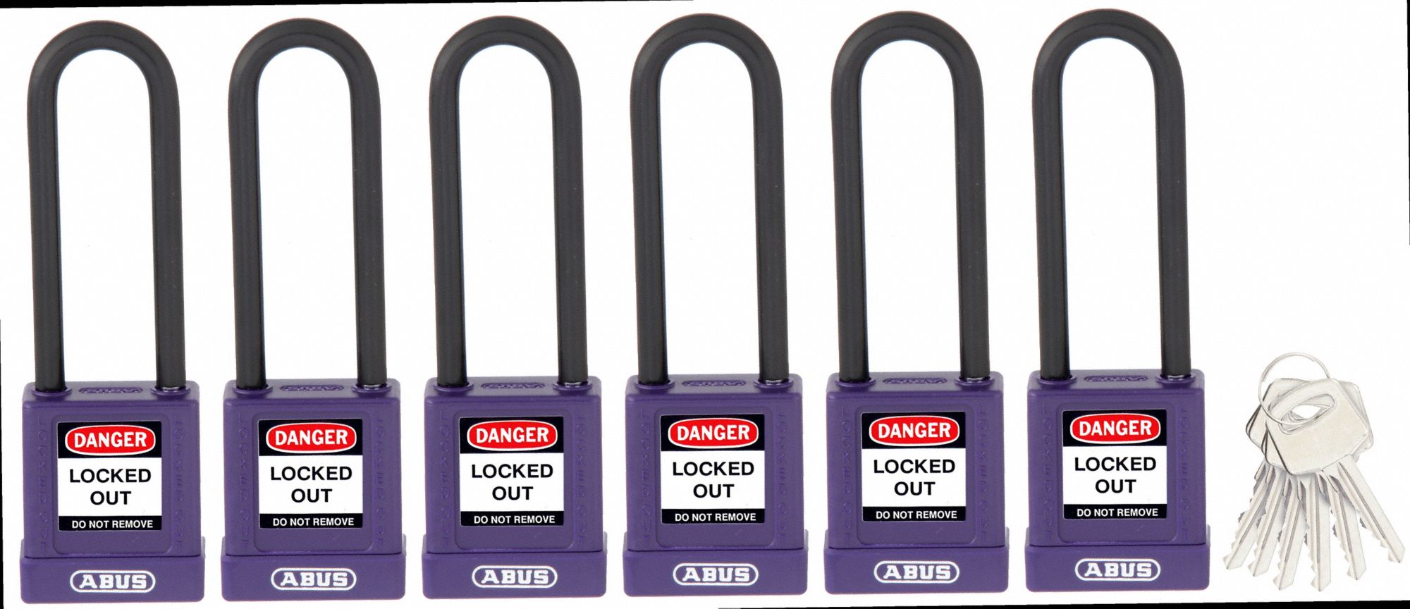 Keyed Padlock, 3/4" W x 3" H Shackle, PK6