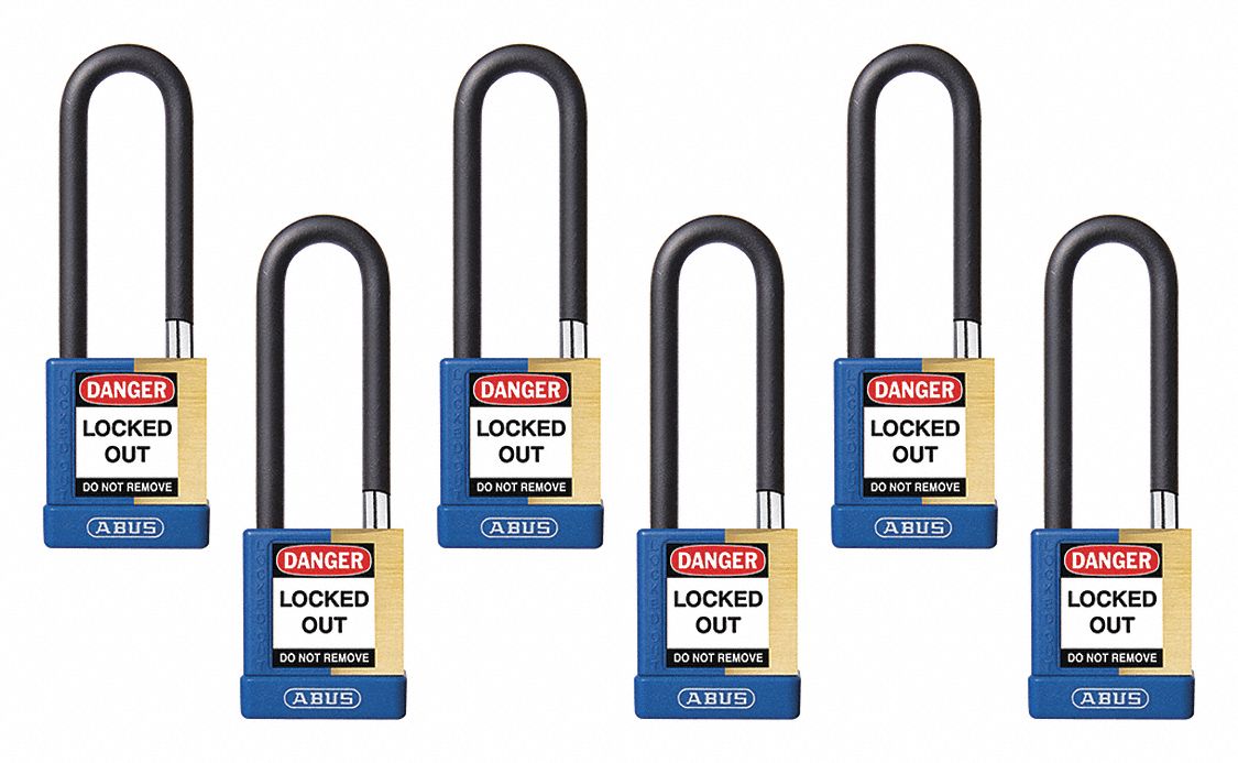 Keyed Padlock, 3/4" W x 3" H Shackle, PK6