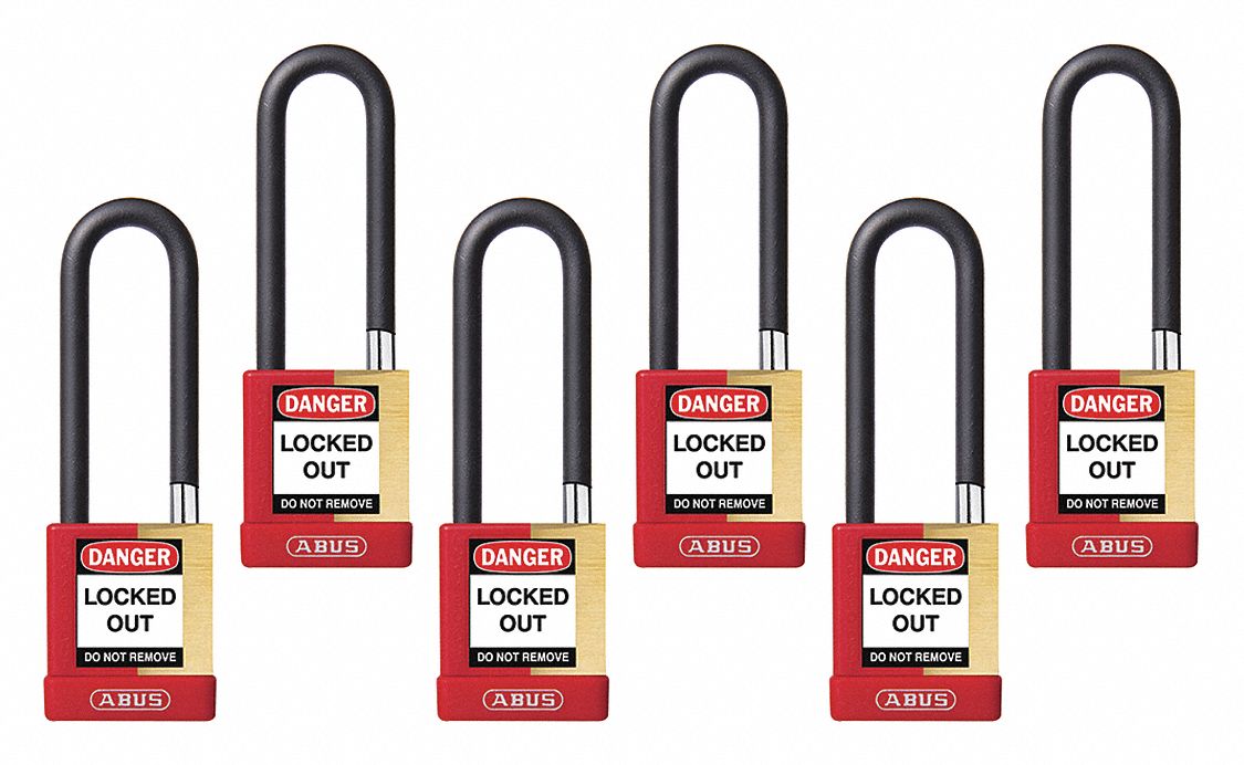 Keyed Padlock, 3/4" W x 3" H Shackle, PK6