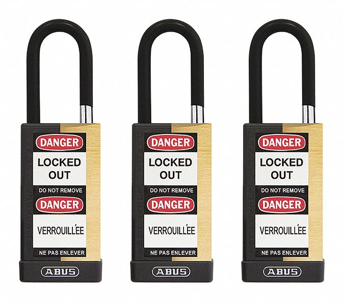 Keyed Padlock, 3/4"W x1-1/2"H Shackle, PK3