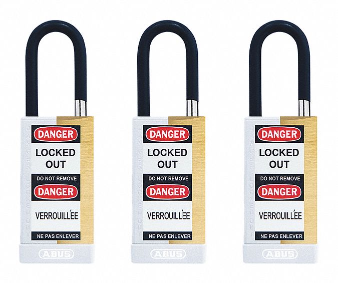 Keyed Padlock, 3/4"W x1-1/2"H Shackle, PK3