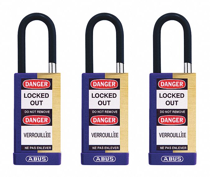 Keyed Padlock, 3/4"W x1-1/2"H Shackle, PK3