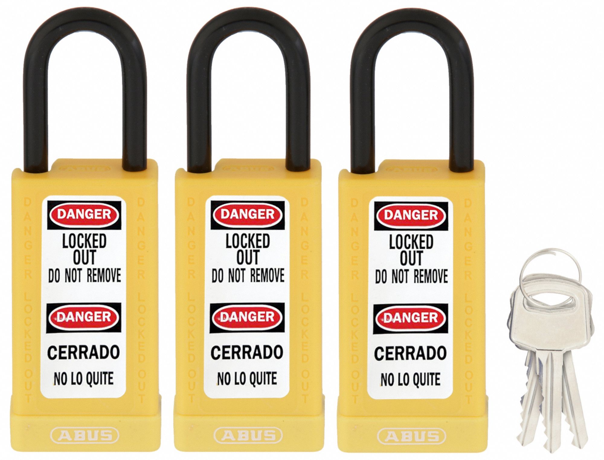 Keyed Padlock, 3/4"W x1-1/2"H Shackle, PK3