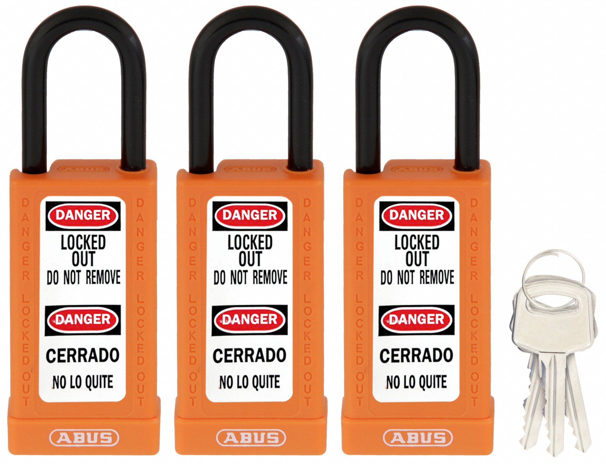 Keyed Padlock, 3/4"W x1-1/2"H Shackle, PK3