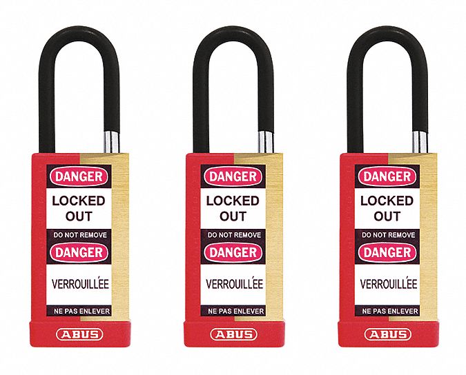 Keyed Padlock, 3/4"W x1-1/2"H Shackle, PK3