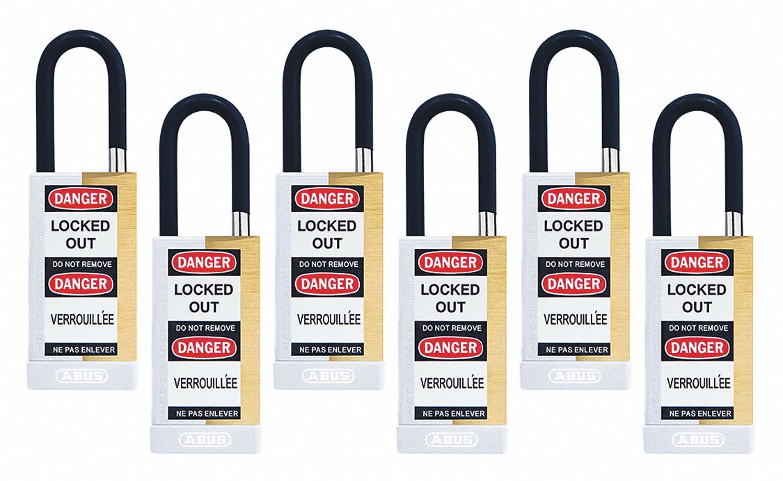 Keyed Padlock, 3/4"W x1-1/2"H Shackle, PK6