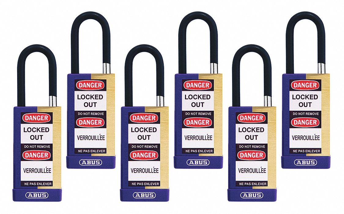 Keyed Padlock, 3/4"W x1-1/2"H Shackle, PK6