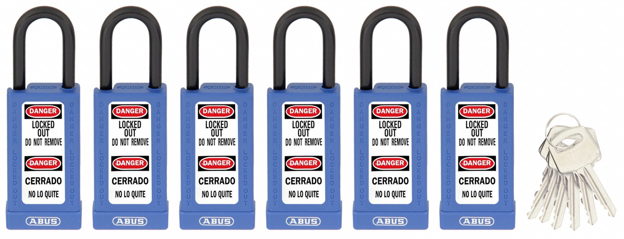 Keyed Padlock, 3/4"W x1-1/2"H Shackle, PK6