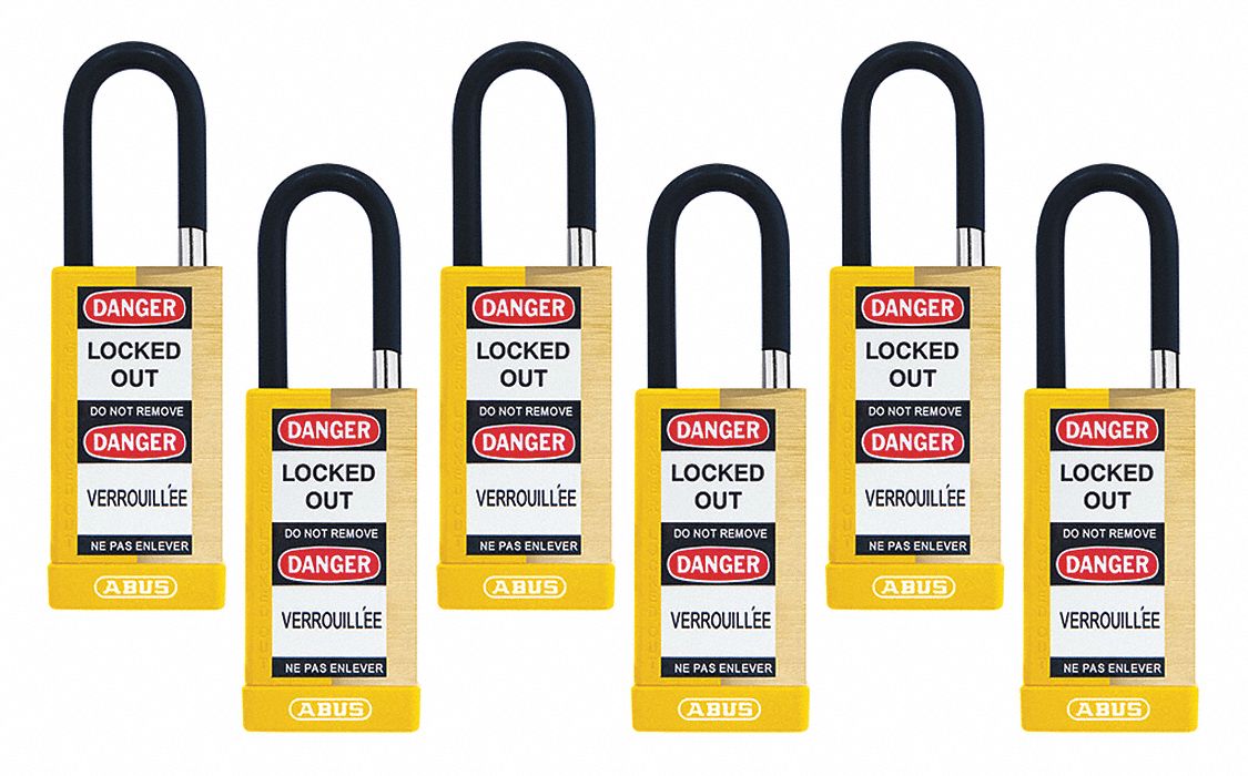 Keyed Padlock, 3/4"W x1-1/2"H Shackle, PK6