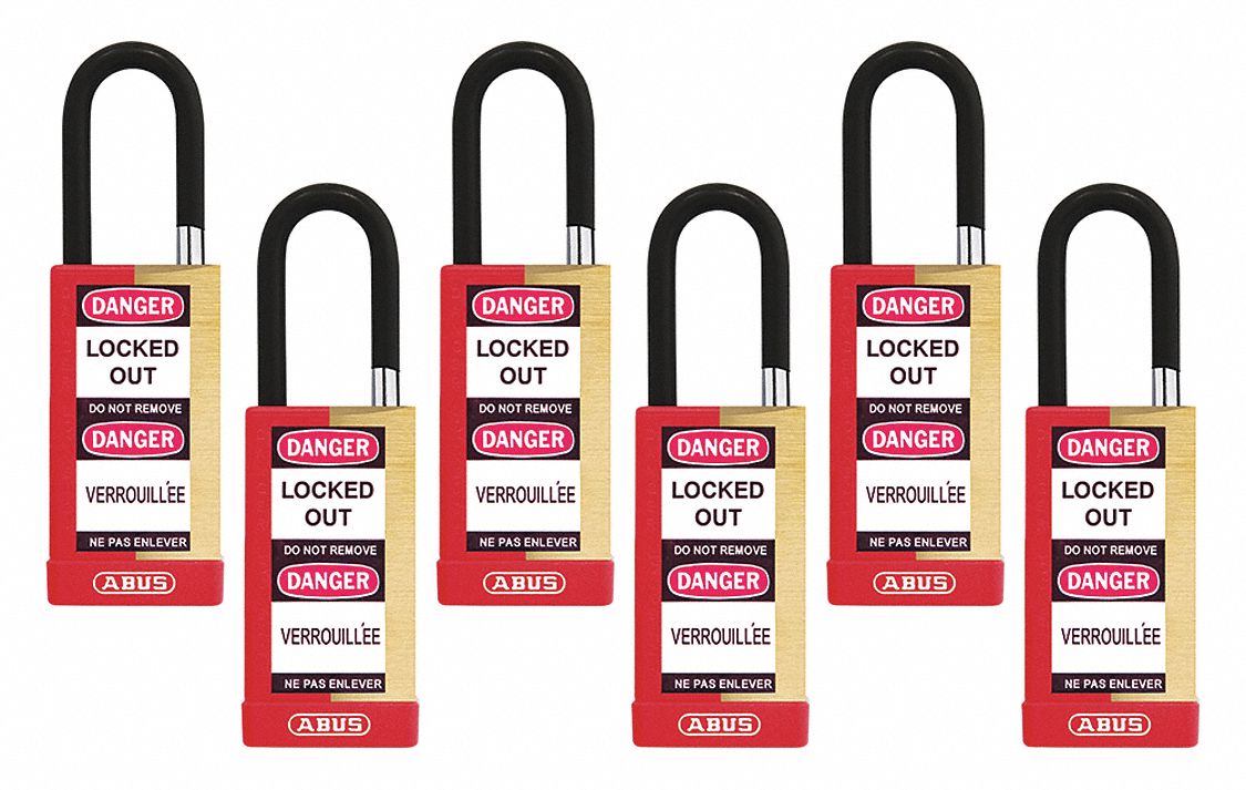 Keyed Padlock, 3/4"W x1-1/2"H Shackle, PK6