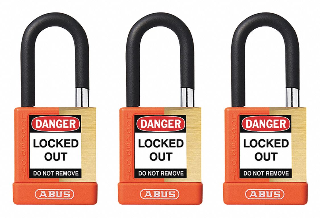 Keyed Padlock, 3/4"W x1-1/2"H Shackle, PK3